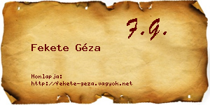 Fekete Géza névjegykártya